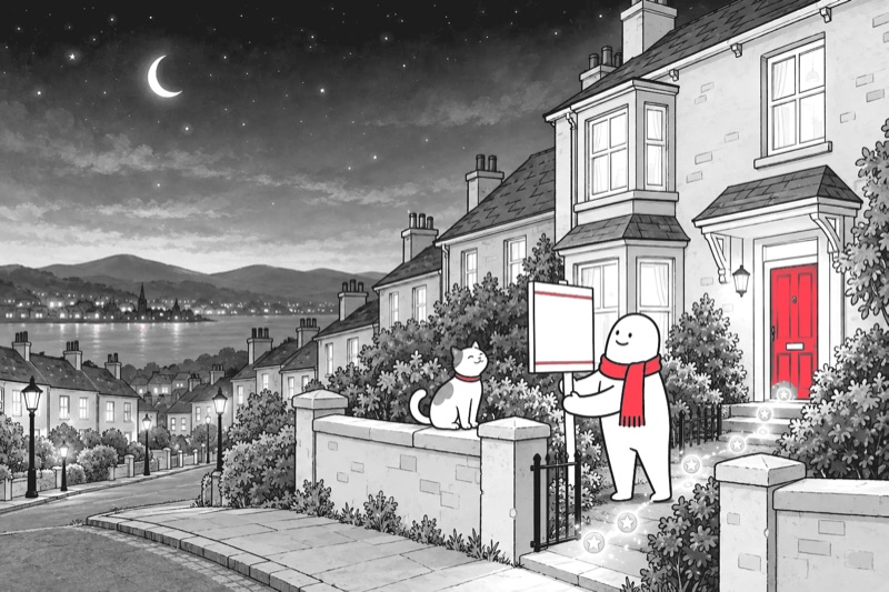 A Homie estate agent putting up a SOLD board outside a house